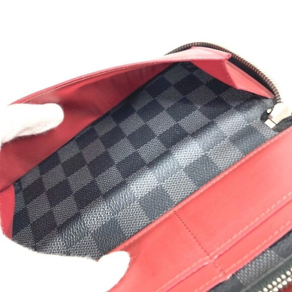 LOUIS VUITTON Damier Graphite Zippy Wallet Zip Around Wallet Black/Red - Picture 9 of 16
